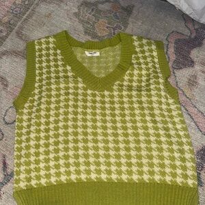Green and White Sweater Vest